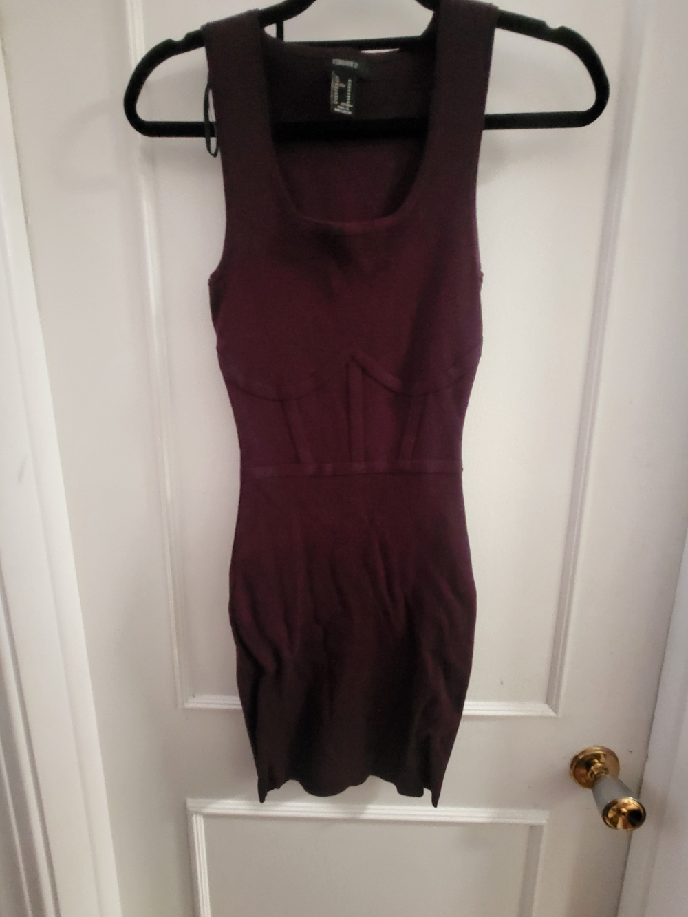 Forever 21 Burgundy Corset-Waist Bodycon Mini Dress - Medium